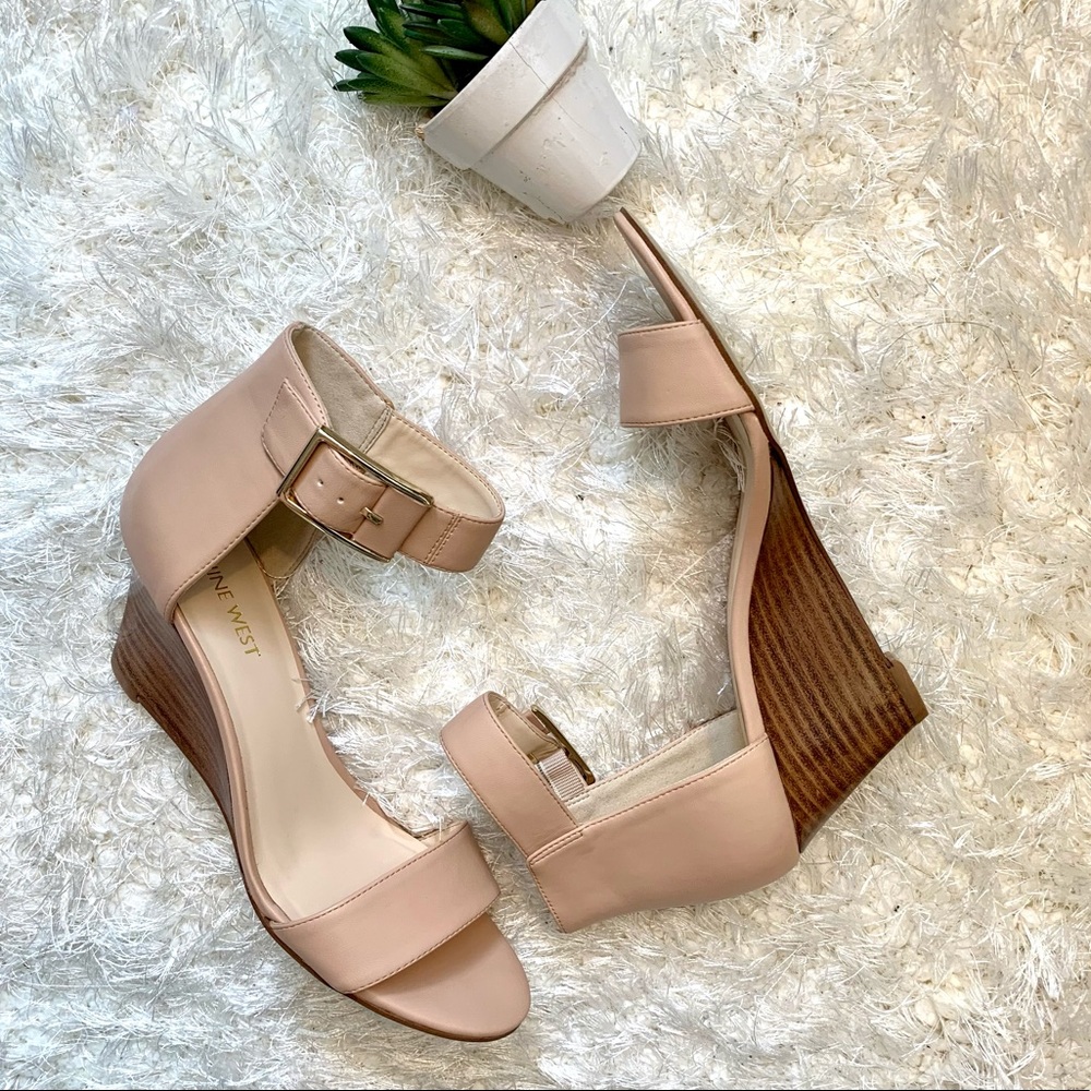 Nine West Nude Rosendale NWB Wedge Sandals, 8